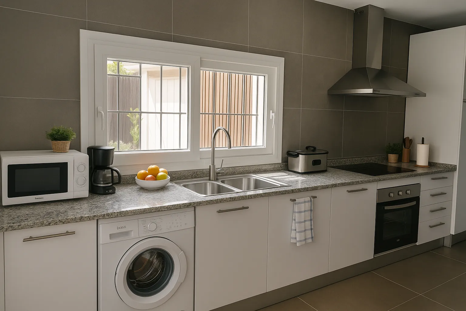 Cocina totalmente equipada en apartamento Birimbi Chiclana