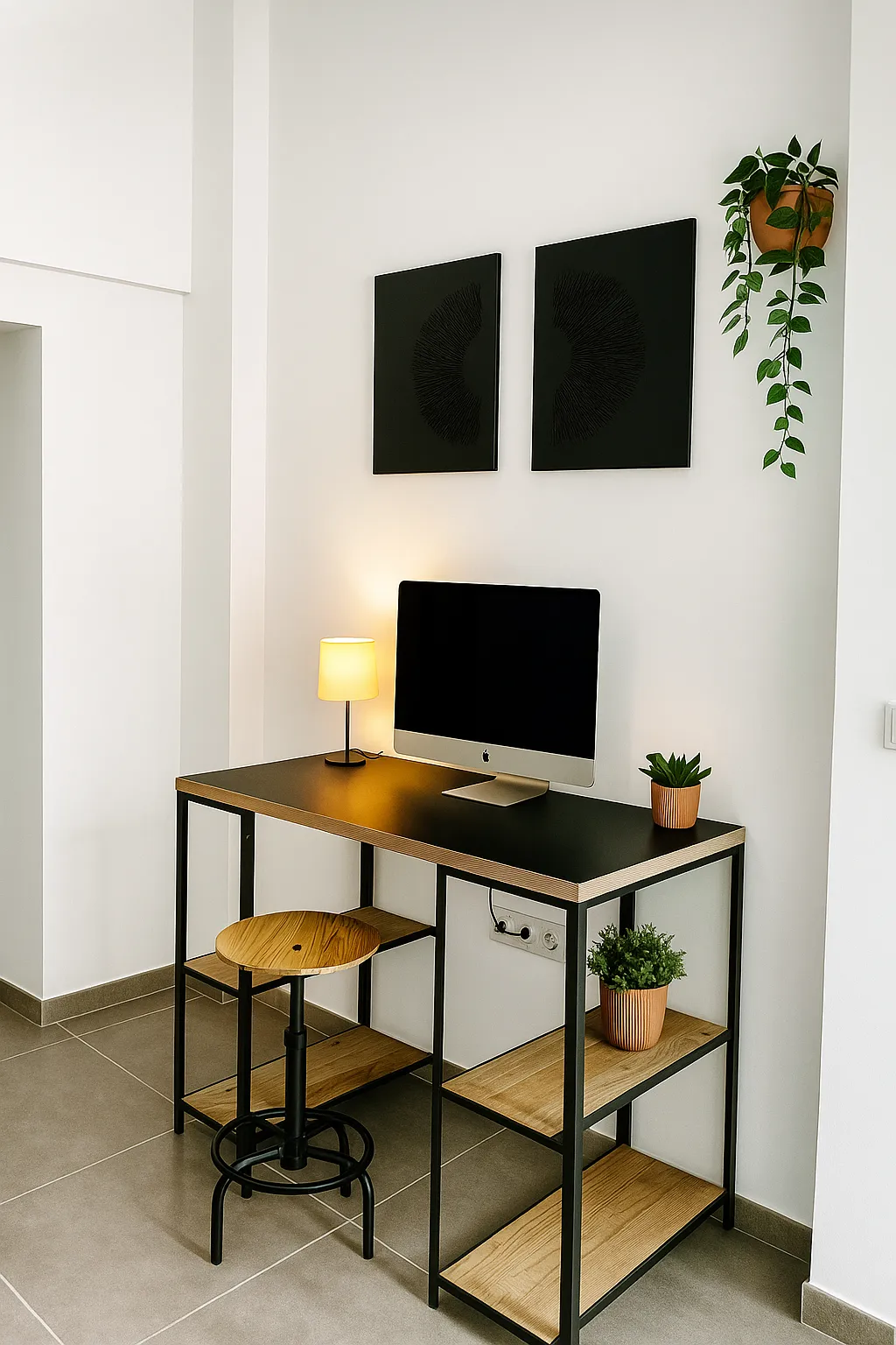 Zona de trabajo con escritorio y WiFi estable